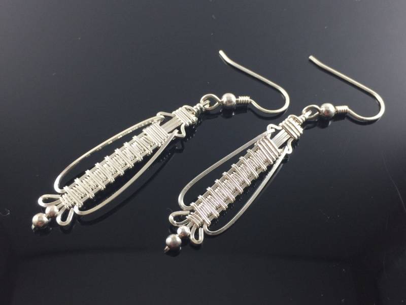 Prana Argentium Silbertropfen Und Draht Gewickelt Ohrringe Silberdraht Schmuck von RyanEure