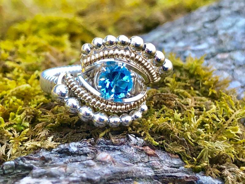 Swiss Blue Topaz Beaded Petite Wire Wrap Ring Designs By Ryan Eure von RyanEure