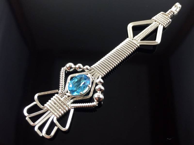 Thai Blautopas Draht Gewickelt Anhänger Argentium Silber Und Edelstein-Draht Umwickelt Schmuck Thai Blautopas Draht Gewickelt Anhänger Argentium Silber Und Edelstein-Draht Umwickelt Schmuck von RyanEure