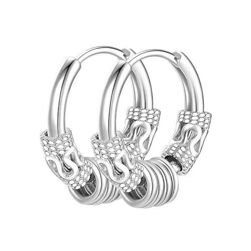 Ryaupy 1 Paare Creolen Edelstahl Vintage Perforierter Knorpelschmuck Ohrring Creolen Punk Hip Hop Ohrringe Hypoallergen Geeignet Männer und Frauen Silber-Ton 12MM von Ryaupy