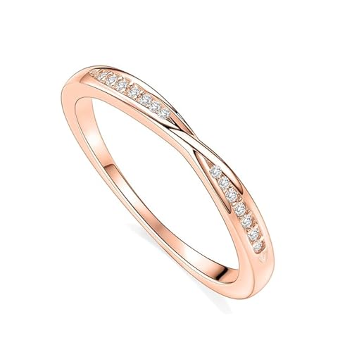 Ryaupy 2MM Ring Silber Damen Verstellbare Fingerring Eheringe Trauringe Engagement Verlobungsring Damen Frauen Zirkonia Promise Ring Schmuck Geschenke Roségold von Ryaupy