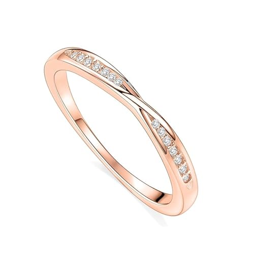 Ryaupy 2MM Ring Silber Damen Verstellbare Fingerring Eheringe Trauringe Engagement Verlobungsring Damen Frauen Zirkonia Promise Ring Schmuck Geschenke Roségold von Ryaupy