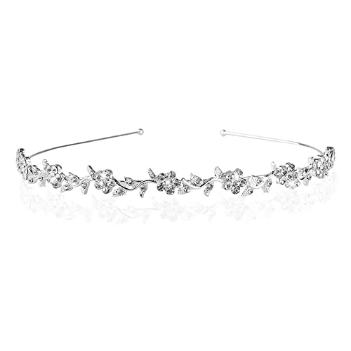 Ryaupy Hochzeit Tiara,Braut mit verziert Perle Hochzeit Stirnband,Ideal für Proms/Parteien, Silber Kopfschmuck,Elegante Hochzeitsaccessoires, für Handgemachte Braut Stirnband mit Strass von Ryaupy