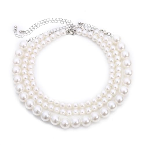 Ryaupy Simulierten Perle Halskette Halsband 3-reihig Perlen kette Multi Strang Perle Choker Kurze Perlenkette für Frauen Mädchen Party Geburtstag Hochzeit Schmuck Geschenke von Ryaupy