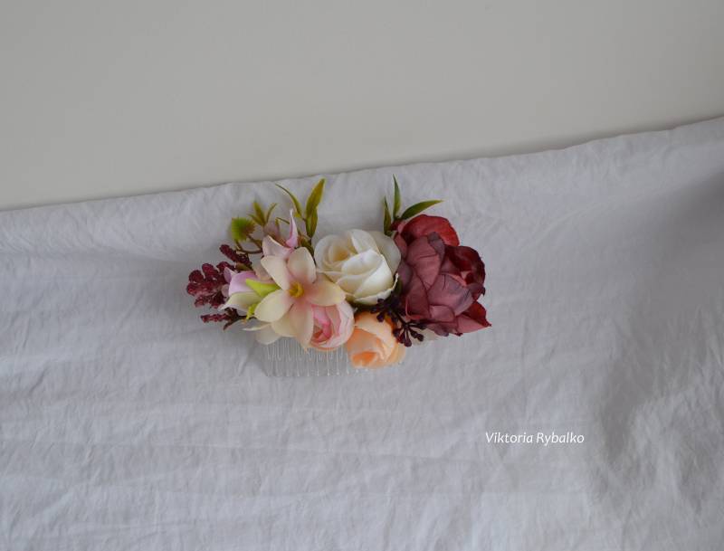 Maroon Pfingstrose Hochzeit Haar Kam Haarteil Elfenbein Braut Kopfschmuck Brautjungfer Spande Mädchen Blumen Zubehör Maroon Pfingstrose Hochzeit Haar Kam Haarteil Elfenbein Braut Kopfschmuck Brautjungfer Spande Mädchen Blumen Zubehör von RybalkoShop