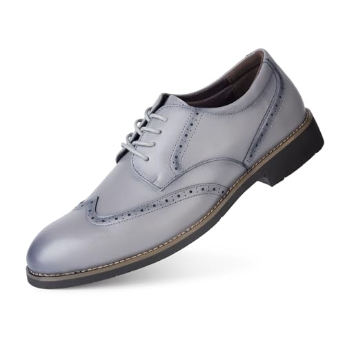 Ryehack Herren Anzugschuhe Business Oxfords Schuhe Schnürschuhe Leder Klassische Brogues Derbys Schuhe für Herren, grau, 43 1/3 EU von Ryehack