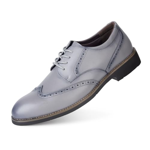 Ryehack Herren Anzugschuhe Business Oxfords Schuhe Schnürschuhe Leder Klassische Brogues Derbys Schuhe für Herren, grau, 44 EU von Ryehack