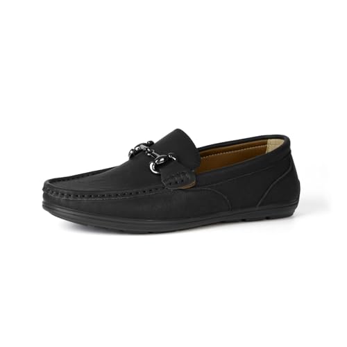 Herren Loafers Leder Fahren Schuhe Atmungsaktiv Flach Casual Business Schuhe, Schwarz , 45 EU von Ryehack