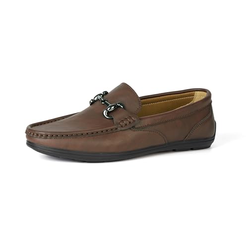 Herren Loafers Leder Fahren Schuhe Atmungsaktiv Flach Casual Business Schuhe, dunkelbraun, 45 EU von Ryehack