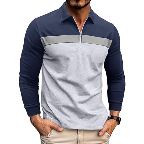 Ryehack Herren 1/4 Zip Poloshirts Langarm Tops Baumwolle Raglan Pullover Golf Hemd Regular Fit S-3XL von Ryehack