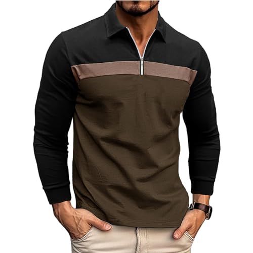 Ryehack Herren 1/4 Zip Poloshirts Langarm Tops Baumwolle Raglan Pullover Golf Hemd Regular Fit S-3XL von Ryehack