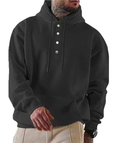 Ryehack Herren Kapuzenpullover Sweatshirts Gepolsterte Pullover Langarm mit Kängurutasche Slim Fit S-3XL von Ryehack