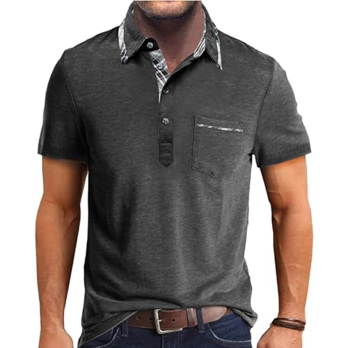 Ryehack Poloshirt Herren Kurzarm Langarm Casual Tops Golf Shirts Kariert Regular Fit mit Tasche S-2XL von Ryehack