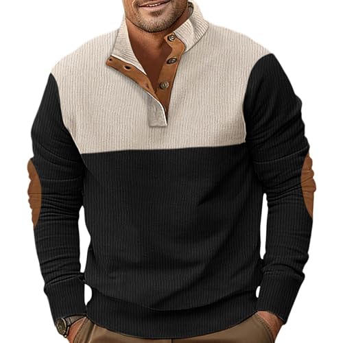 Ryehack Sweatshirt Herren Cord Pullover Langarm Casual Henley Tshirt Sweater Leichter mit Knopfleiste S-3XL Ryehack Sweatshirt Herren Cord Pullover Langarm Casual Henley Tshirt Sweater Leichter mit Knopfleiste S-3XL von Ryehack