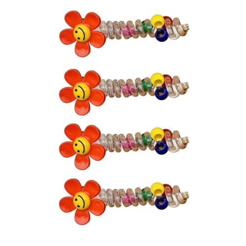 Colorful Telephone Wire Hair Bands, No Damage Soft Elastic Spiral Hair Ties, For Ponytail Holders Accessories for Women (4PCS-red) von RynoPulse
