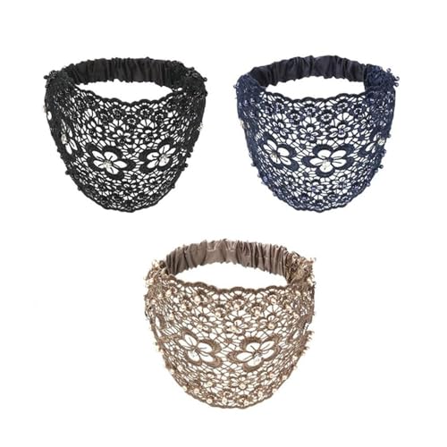 Elegante Blumen Perlen Breite Stirnbänder Pflaumenblüte Hohl Perlen Breites Stirnband Boho Perle Spitze Stirnband Mode Haarschmuck Boho Bandana für Yoga Training Laufen Party (A, 1) von RynoPulse