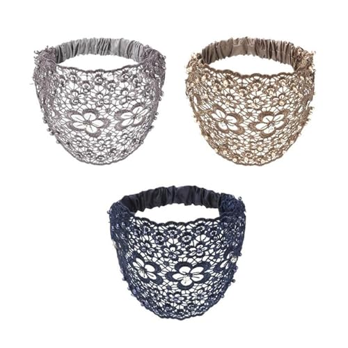 Elegante Blumen Perlen Breite Stirnbänder Pflaumenblüte Hohl Perlen Breites Stirnband Boho Perle Spitze Stirnband Mode Haarschmuck Boho Bandana für Yoga Training Laufen Party (B, 1) von RynoPulse