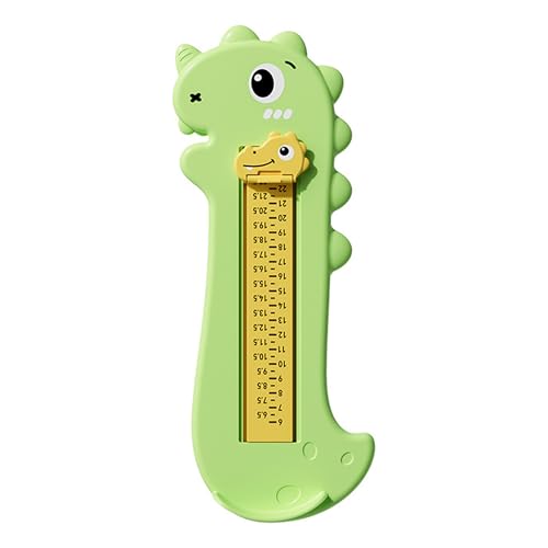 RynoPulse Fußmessgerät, Cartoon Kinder Fußlänge Messgerät, Genaue Cartoon Dinosaurier Füße Sizer Gauge, Tragbares Schuhgrößenmesslineal, für Kinder Jungen Mädchen, grün, Small von RynoPulse