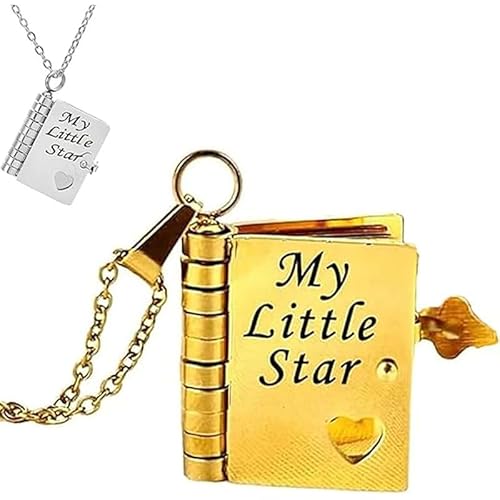 RynoPulse Mein Kleines Sternbuch-Halskette, Meine Unglaubliche Tochter Sternbuch-Halskette, Öffnbar Mit 6 Gravierten Seiten, Geschenk Für Töchter (Goldene) von RynoPulse