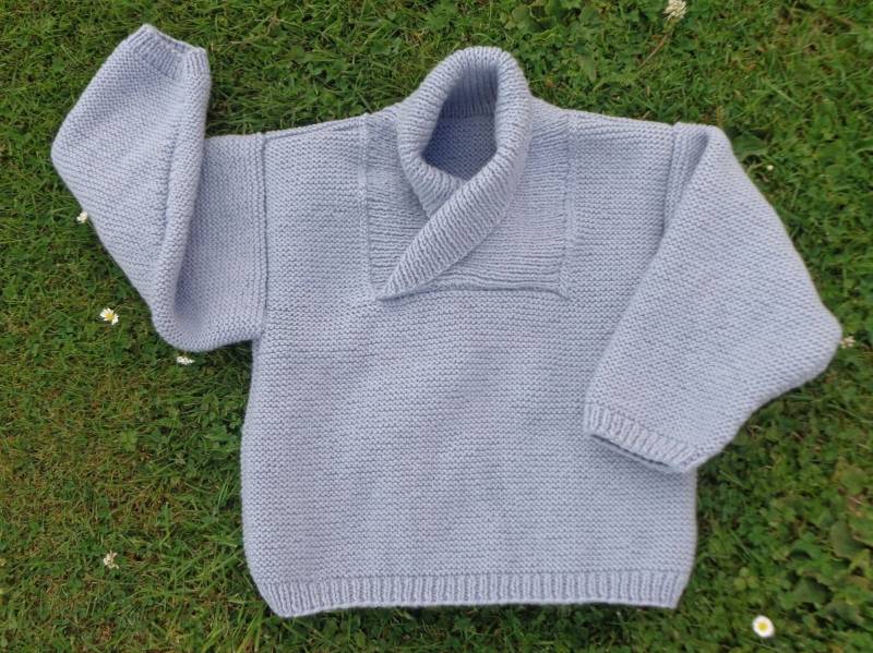 Jungenpullover Mit Schalkragen, 4 Jahre, Graublau, Acryl von RyryseCreations