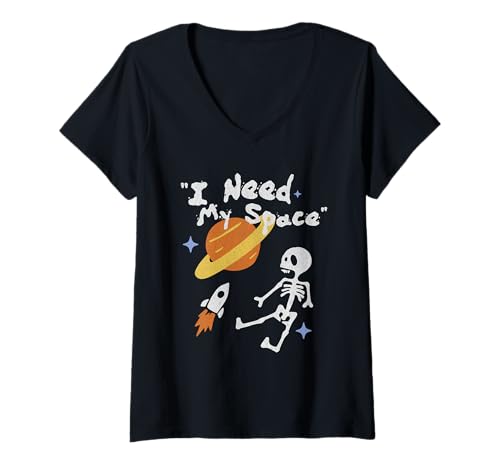 Damen I Need My Space – Lustiges Saturn Weltraum Design T-Shirt mit V-Ausschnitt Damen I Need My Space – Lustiges Saturn Weltraum Design T-Shirt mit V-Ausschnitt von RyuTora