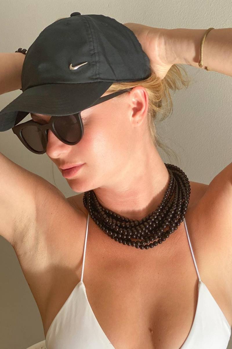 Schwarze Perlen Multi-Strand Halskette Harz Statement Schmuck von RzJewelryDesign