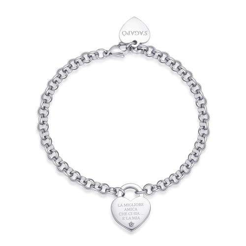 S'Agapõ Damen-Armband aus Stahl mit Herzsymbol | Kollektion Be My Always – SBM80, 200 mm, Edelstahl, Kristall von S’AGAPÕ