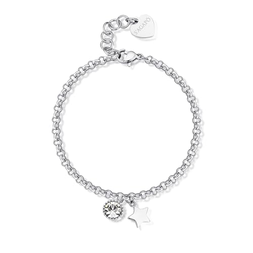 S'Agapõ Damen-Armband aus Stahl mit Stern-Symbol | Kollektion Lucky Light - SKT27, 190mm, Edelstahl, Kristall von S’AGAPÕ