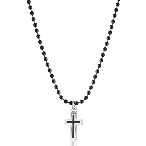 S'Agapõ Herren-Kette aus Stahl mit Kreuz-Symbol | Kollektion Charisma - SHS02, 480mm, Edelstahl von S’AGAPÕ