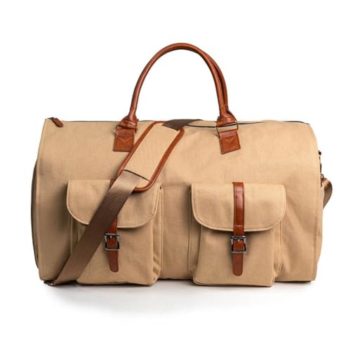 Handgepäck-Kleidungstasche, groß, Reisetasche, Wochenendtasche, Flugtasche mit Schuhbeutel für Männer und Frauen, khaki, Einheitsgröße von S-JIANG