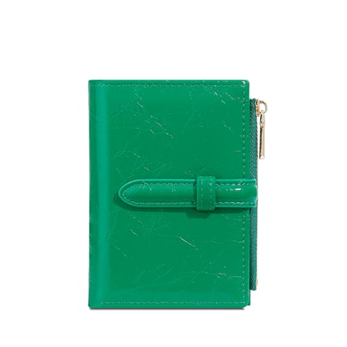 S-MAN Damen Kunstleder Portemonnaie Klein und im Kurzformat Geldbörse Damen Bifold PU Leder Geldbeutel mit Kreditkartenhalter und Reißverschluss Münztaschen Grün von S-MAN