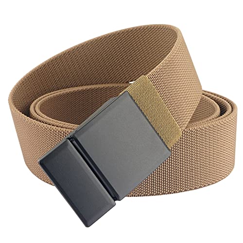 S-MAN Herren Stretch Gurt 3.8CM breite Metallschnalle Sport Golf Gürtel im Freien, Stoff Arbeitsgurte für Männer Dunkel Khaki von S-MAN