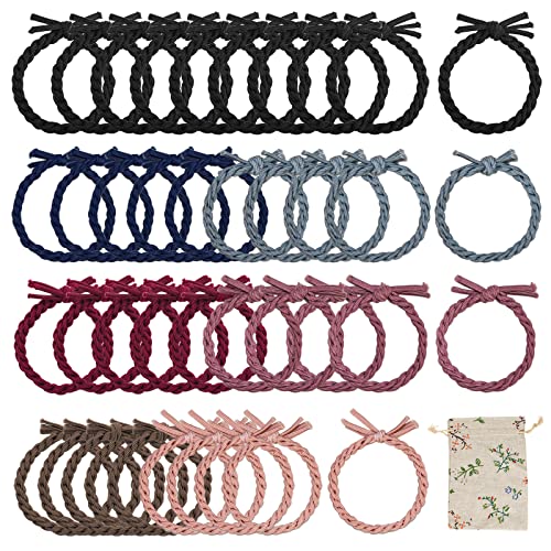 S-Mechanic 40 Stück stilvolle geflochtene Haargummis, superelastische Original-Haargummis, Haarschmuck für dickes Haar von Frauen und Mädchen 7 Farben von S-Mechanic