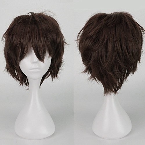 30CM Anime Cosplay Curly Hair Tail Volle Perücken Kurze Perücke Frauen Männer Perücke Wig Kostüm Party Halloween Hellbraun von S-noilite