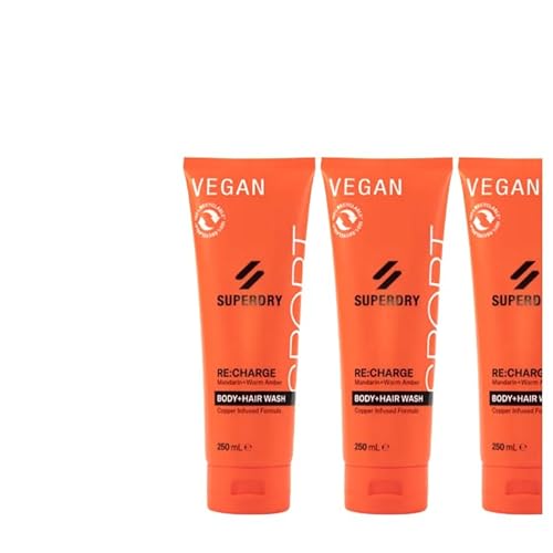 4tlg. Set kompatibel mit 3x250ml Superdry RE:Charge Funky Rot Männer Body 2in1 Duschgel & Shampoo + Dusbtbag von STUDIO.MUNET von S T U D I O . M U N E T
