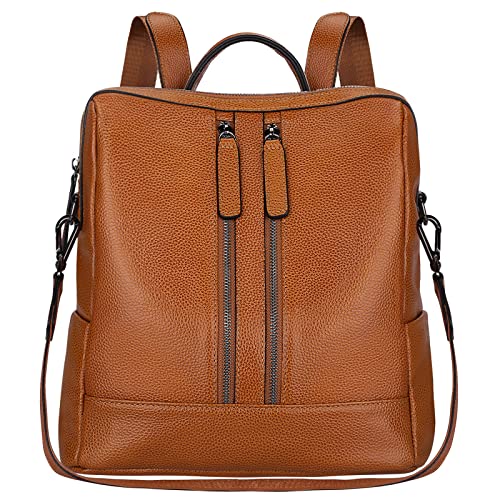 S-ZONE Damen 3 Wege Rucksack 2 in 1 Handtasche als Lederrucksack Leichtes Weiches Echtleder Kleine Causal Stylisch Reiserucksack Schultasche Backpack Daypack Schulranzen Schultaschen Schulrucksäcke von S-ZONE