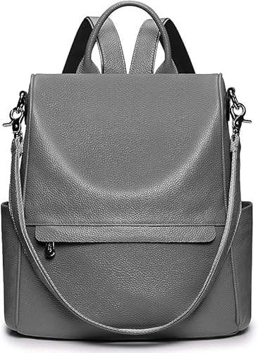 S-ZONE Damen Anti-Diebstahl Rucksack Echtleder Diebstahlschutz 2 in 1 Handtasche als Lederrucksack Tragbare Modische Schultertasche Geldbeutel Reiserucksack Daypack von S-ZONE