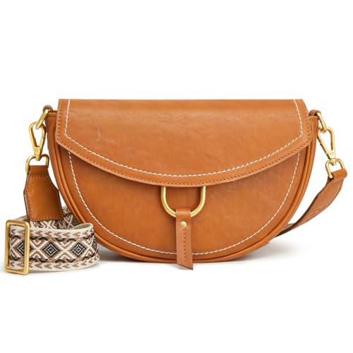 S-ZONE Damen Leder Umhängetaschen Pflanzlich Gegerbtes Leder Crossbody Bag Geldbörse Schultertasche kleine Handtasche mit Verstellbarem Breitem Riemen S-ZONE Damen Leder Umhängetaschen Pflanzlich Gegerbtes Leder Crossbody Bag Geldbörse Schultertasche kleine Handtasche mit Verstellbarem Breitem Riemen von S-ZONE