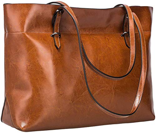 S-ZONE Damen Handtasche Echtleder Schultertasche Umhängetasche Große Shopper Tote Beutel (Dunkelbraun) von S-ZONE