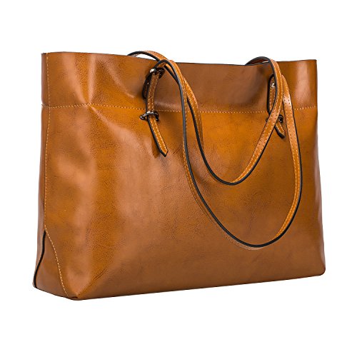 S-ZONE Damen Handtasche Echtleder Schultertasche Umhängetasche Große Shopper Tote Beutel von S-ZONE