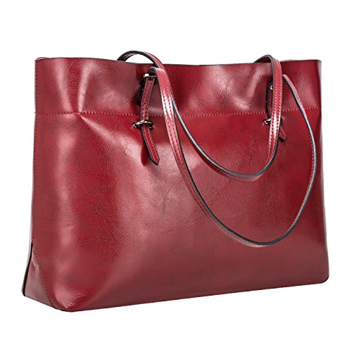 S-ZONE Damen Handtasche Echtleder Schultertasche Umhängetasche Große Shopper Tote Beutel von S-ZONE