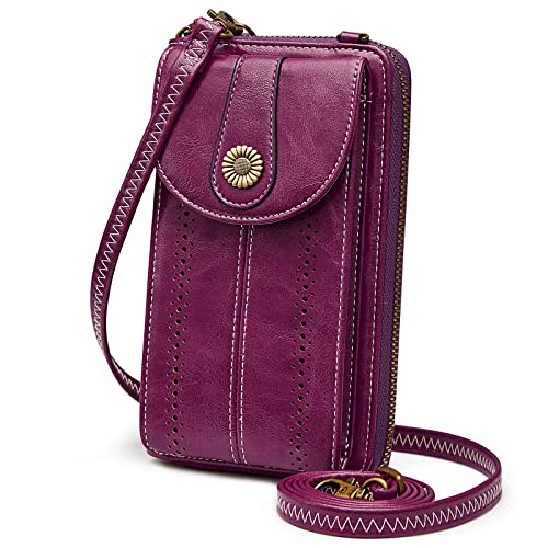 S-ZONE Damen Handy Umhängetasche PU Leder RFID Blockierung Vintage Handytasche mit Geldbörse zum Umhängen mit Kartenfächer Verstellbar Abnehmbar Schultergurt für Handy unter 6,7" S-ZONE Damen Handy Umhängetasche PU Leder RFID Blockierung Vintage Handytasche mit Geldbörse zum Umhängen mit Kartenfächer Verstellbar Abnehmbar Schultergurt für Handy unter 6,7" von S-ZONE