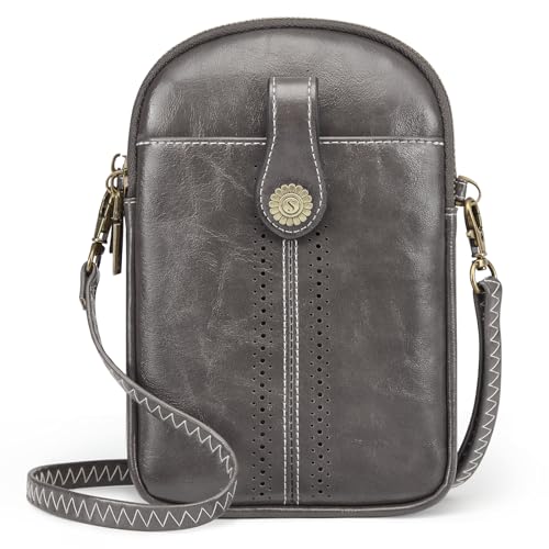 S-ZONE Damen Handy Umhängetasche PU Leder RFID Blockierung Vintage Handytasche mit Geldbörse zum Umhängen mit Kartenfächer Verstellbar Abnehmbar Schultergurt für Handy unter 6,7" S-ZONE Damen Handy Umhängetasche PU Leder RFID Blockierung Vintage Handytasche mit Geldbörse zum Umhängen mit Kartenfächer Verstellbar Abnehmbar Schultergurt für Handy unter 6,7" von S-ZONE
