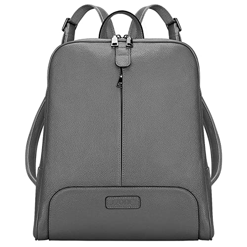 S-ZONE Damen Rucksack Echtes Leder 14 Inch Laptoptasche Casual Mode Elegant Rucksackhandtasche Schultertasche Stadtrucksack Reisetasche Tagesrucksack Schulrucksäcke für Frauen Mädchen von S-ZONE