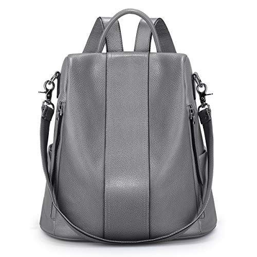 S-ZONE Damen Rucksack Wasserdicht Weiches Echtleder Anti Diebstahl Mode Schultasche Handtasche Casual Daypack Schulranzen Schultaschen Schulrucksäcke für Arbeit Schule Reise von S-ZONE