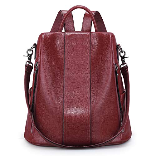 S-ZONE Damen Rucksack Echtleder Weiches Wasserdicht Anti Diebstahl Mode Rucksackhandtasche Casual Schulrucksäcke für Arbeit Schule Reise von S-ZONE