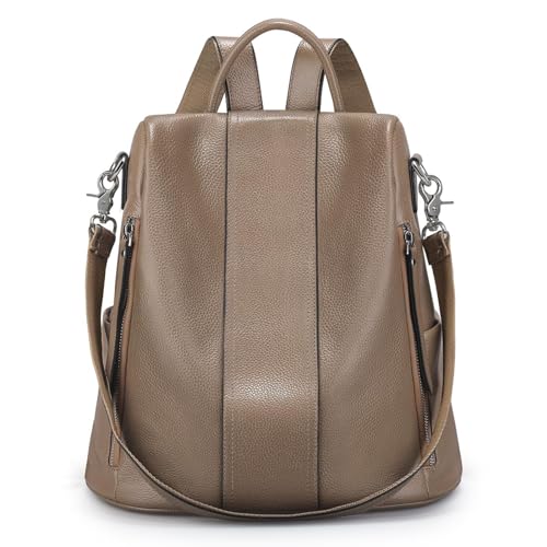 S-ZONE Damen Rucksack Wasserdicht Weiches Echtleder Anti Diebstahl Mode Schultasche Handtasche Casual Daypack Schulranzen Schultaschen Schulrucksäcke für Arbeit Schule Reise von S-ZONE