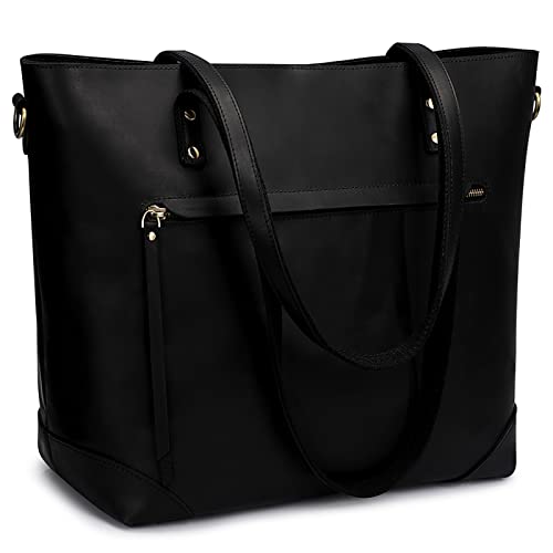 S-ZONE Damen Schultertasche Vintage 3-Wege Crazy Horse Leder Echtleder Laptoptasche Elegant Reisetasche Arbeitstasche Geldbörse Shopper Handtasche Multifunktionale Tote Bag Messenger Bag Tragetasche von S-ZONE