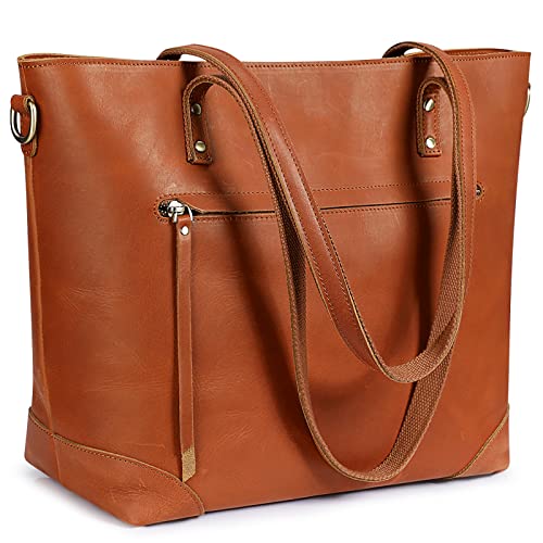 S-ZONE Damen Schultertasche Vintage 3-Wege Echtleder Laptoptasche Reisetasche Arbeitstasche Geldbörse Handtasche Messenger Bag von S-ZONE