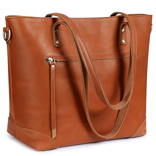 S-ZONE Damen Schultertasche Vintage 3-Wege Echtleder Laptoptasche Reisetasche Arbeitstasche Geldbörse Handtasche Messenger Bag von S-ZONE